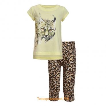 Комплект для девочки, цвет жёлтый/леопард, рост 98 см (56)