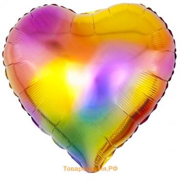 Шар фольгированный 18" «Радужные блики», сердце, градиент, разноцветный