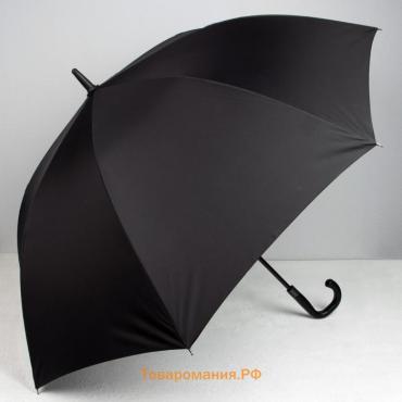 Зонт - трость полуавтоматический «Однотонный», 8 спиц, R = 60, цвет чёрный, 1934