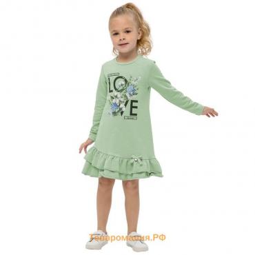 Платье для девочек, рост 92 см, цвет зелёный