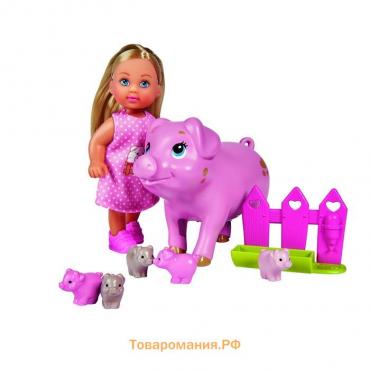 Кукла «Еви» 12 см, со свинкой и поросятами