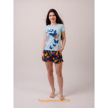 Комплект «Лимонница» женский (футболка, шорты) цвет голубой, размер 46