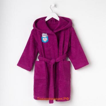 Халат махровый детский «Мяу», размер 32, цвет фиолетовый, с AIRO