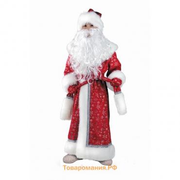 Карнавальный костюм «Дед Мороз», плюш, пальто, рукавицы, шапка, р. 34, рост 134 см, цвет красный