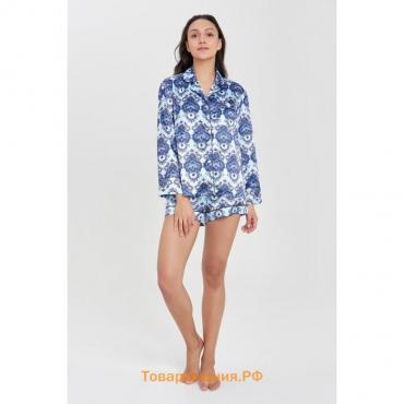 Комплект женский (сорочка,шорты), цвет синий, размер 42