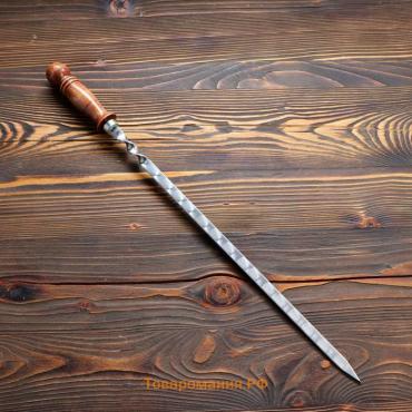 Шампур узбекский с деревянной ручкой, рабочая длина - 40 см, ширина - 14 мм, толщина - 3 мм