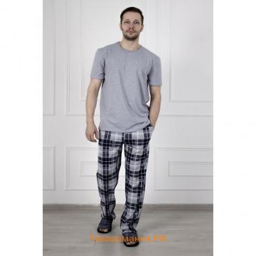 Костюм мужской «Влад» (футболка, брюки), цвет серый/клетка, размер 48
