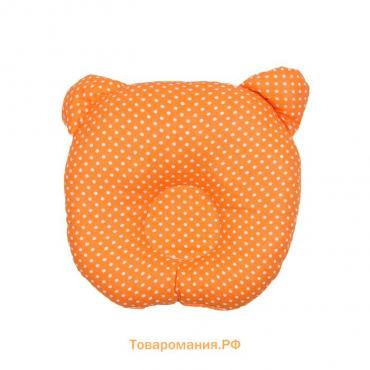 Подушка анатомическая First pillow, размер 22×22 см, горошек, оранжевый