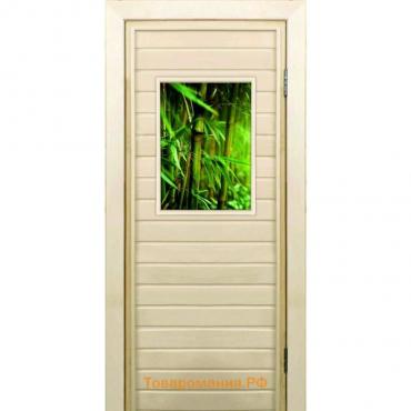 Дверь для бани со стеклом (40*60), "Бамбук-1", 180×70см, коробка из осины