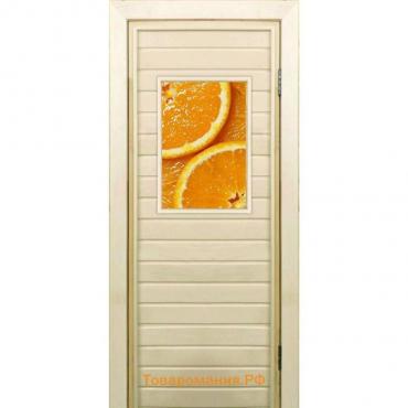 Дверь для бани со стеклом (40*60), "Апельсин", 190×70см, коробка из осины