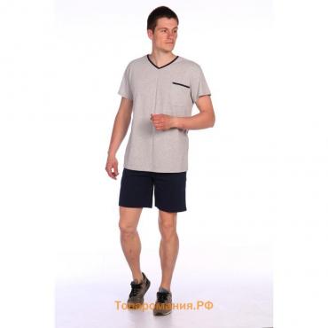 Костюм мужской (футболка, шорты), цвет серый, размер 58