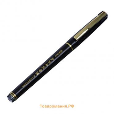 Ручка роллер 0,5мм черная корпус черный с золотистыми вставками (штрихкод на штуке)