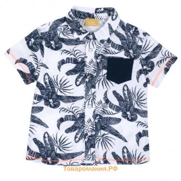 Рубашка для мальчика, рост 86 см, цвет белый, принт Гавайи