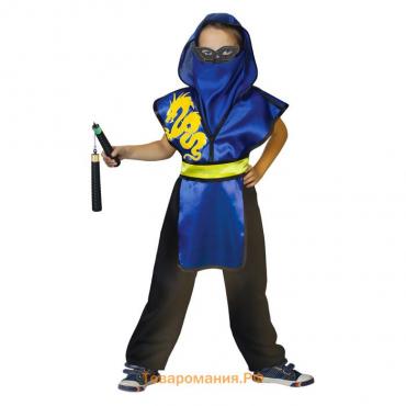 Карнавальный костюм ниндзя «Жёлтый дракон», защита с капюшоном, маска, пояс, штаны, оружие, р. 30, рост 110-116 см