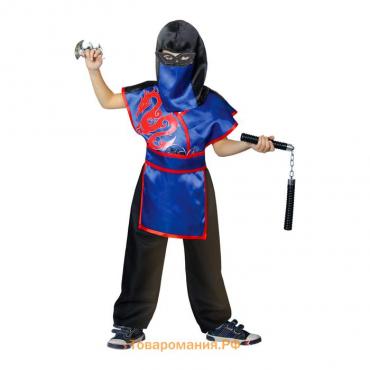Карнавальный костюм ниндзя «Красный дракон», шлем, защита, пояс, штаны, оружие, маска, р. 34, рост 134 см
