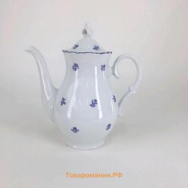 Кофейник 1.2 л с крышкой, «Офелия», декор «Мелкие синие цветы»