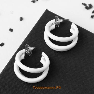 Серьги-кольца «Боттега» тройные, d=3,5, цвет белый