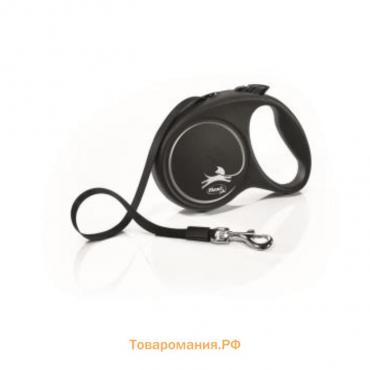 Рулетка Flexi Black Design M (до 25 кг) 5 м лента, черный/серебро