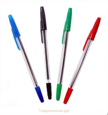 Набор ручек шариковых микс 4 цвета СТАММ "Оптима", узел 1.0 мм, чернила: синие, красные, зелёные, чёрные, европодвес