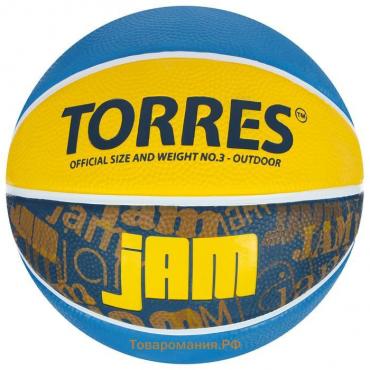 Баскетбольный мяч TORRES Jam, B02043, клееный, 8 панелей, р. 3, резина, бутиловая камера