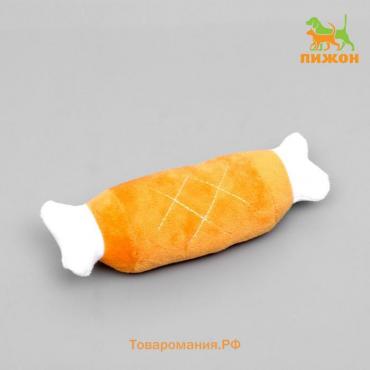 Игрушка для собак "Мягкая косточка" с пищалкой, 19 см, коричневая