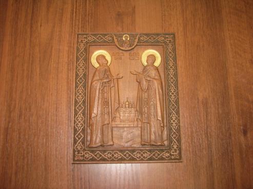 Икона резная Святые Петр и Феврония