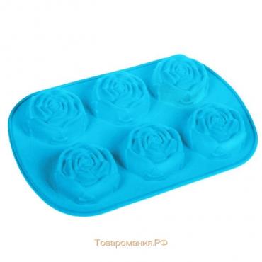 Форма силиконовая для выпечки «Роза», 26×17,5 см, 6 ячеек, цвет МИКС