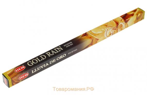 Благовония "HEM Gold Rain" (Золотой Дождь), четырехгранник, 8 палочек