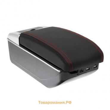 Подлокотник универсальный, 7 USB, провод USB 1 м, кожа PU, черный