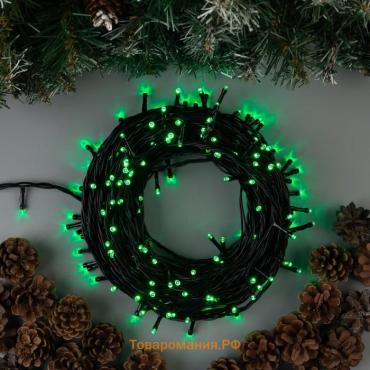 Гирлянда «Нить» 20 м, IP44, тёмная нить, 200 LED, свечение зелёное, 8 режимов, 220 В