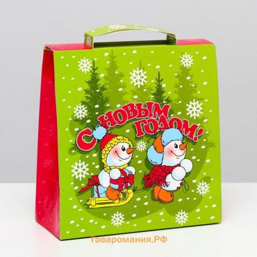 Подарочная коробка "Сумка со снеговиками", 21,4 х 22,5 х 9,3 см