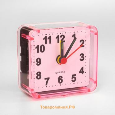 Часы - будильник настольные "Бабочка", дискретный ход, циферблат 5.5 см, 9 х 8 см, розовые
