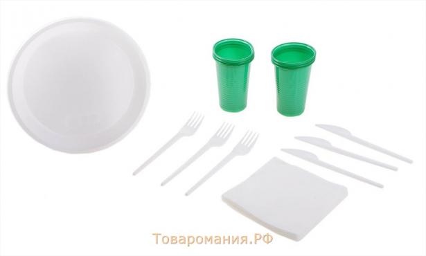 Набор одноразовой посуды на 6 персон «Пикничок», цвет МИКС