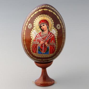 Сувенир Яйцо на подставке икона "Божья Матерь Семистрельная"