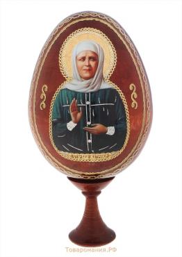 Сувенир Яйцо на подставке икона "Матрона Московская"