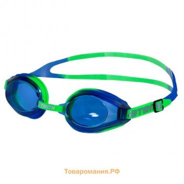 Очки для плавания Atemi M106, силикон, цвет салатовый/синий