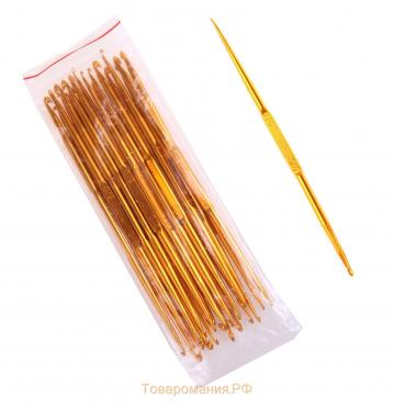 Крючок для вязания, двусторонний, d = 2/3 мм, 13,5 см, цвет золотой