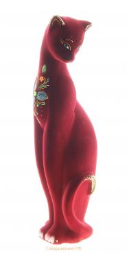 Копилка "Кошка Багира" флок, бордовая,48 см