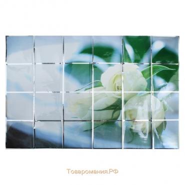 Наклейка пластик на кафельную плитку Белые розы 90*60 см