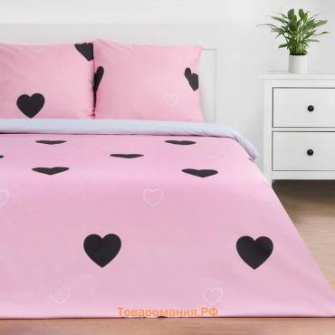 Постельное бельё  Дуэт "Pink heart" 143х215 см - 2 шт, 220х240 см, 70х70 см - 2 шт, поплин