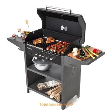 Мангал "Family Standart BBQ FSB2000" 133,2 х 44,1 х 96,6 см, 2 мм, крышка, боковые полки