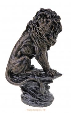 Фигура "Лев на камне" бронза 25х17х41см