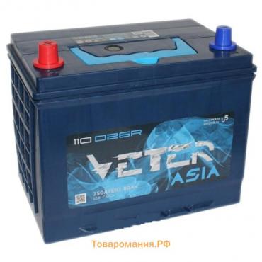 Аккумуляторная батарея Veter Asia 80 Ач 6СТ-80.0 VL 110D26FL, обратная полярность