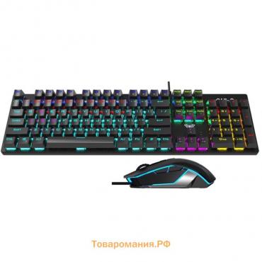 Клавиатура AULA T640, игровая, проводная, механическая, 106 клавиш, USB, подсветка, черная