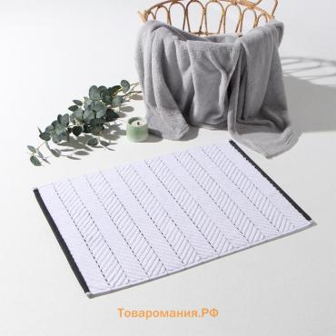 Коврик махровый  Lines, цв. белый, 50х70 см, 100% хлопок, 750 г/м2