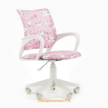 Кресло детское Бюрократ BUROKIDS 1 W-UNICORN розовый, белый пластик