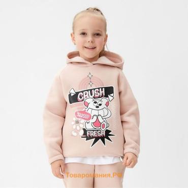 Толстовка (худи) для девочки MINAKU: CRUSH, розовая, рост 134 см