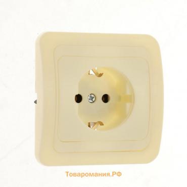 Розетка одноместная Lighting "Орион", 16 А, скрытая, с з/к, бежевая