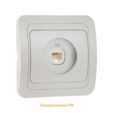 Розетка компьютерная одноместная Lighting "Орион", скрытая, серебристая