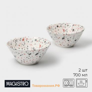 Салатники Magistro Terazzo, 700 мл, 16×7,4 см, набор 2 шт, фарфор, белые